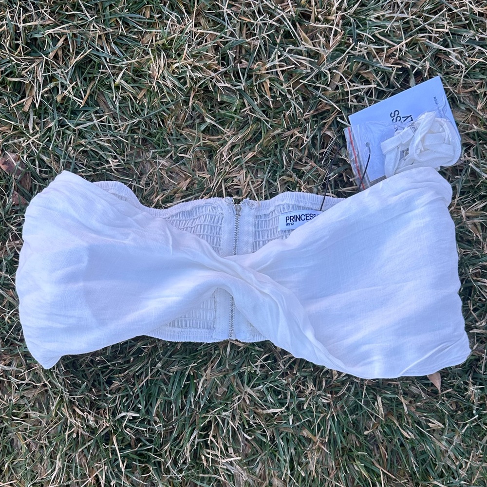 Princess Polly Bandeau Bow Front Strapless Crop Minimalistic Sleeveless Tube Top